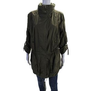 Wilster Womens Cotton Hooded Long Sleeve Zip Up Cargo Jacket Green Size S